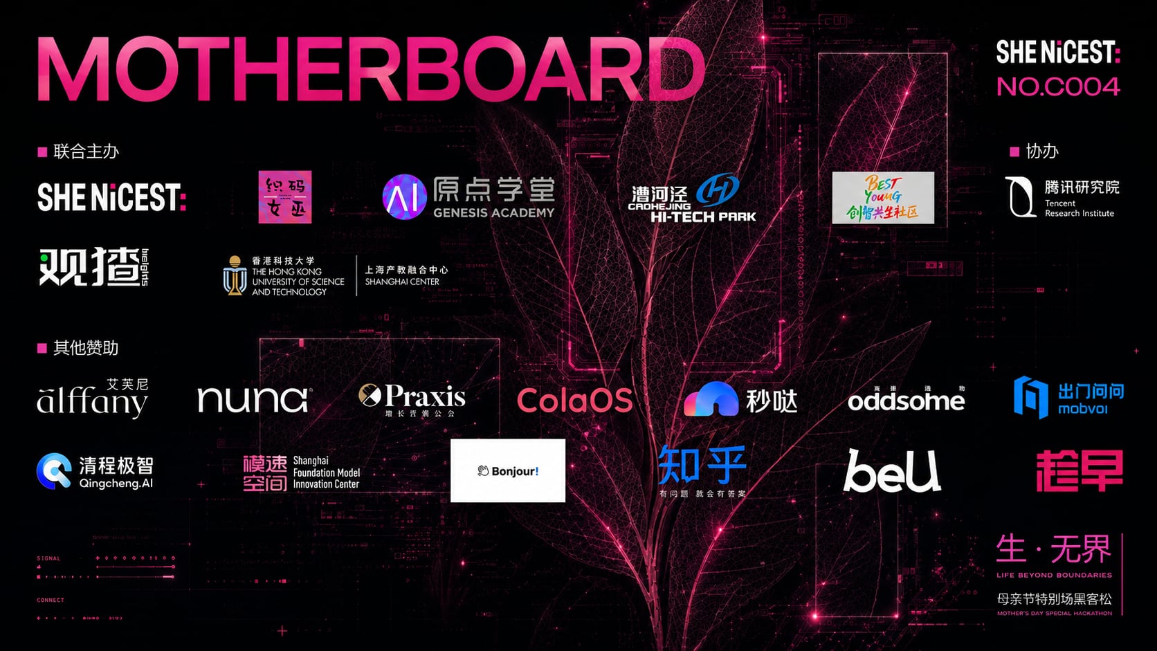 C004 Motherboard 暗色版官方赞助商 logo 墙
